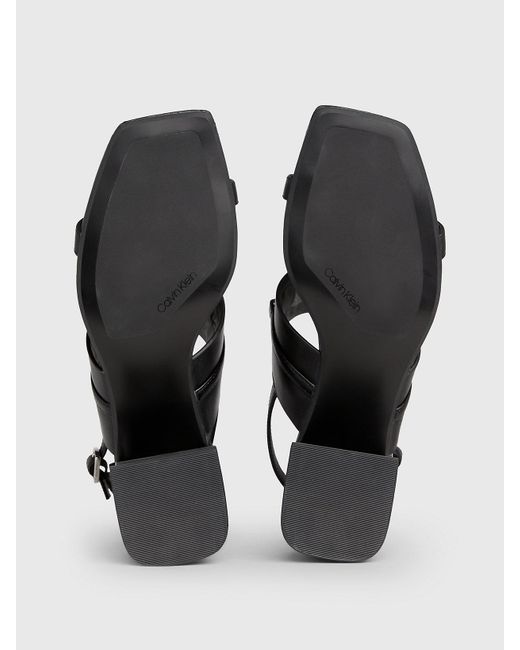 Calvin Klein Black Leather Heeled Sandals