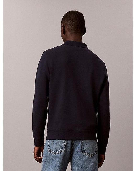 Calvin Klein Blue Jeans Cotton Terry Polo Sweatshirt for men