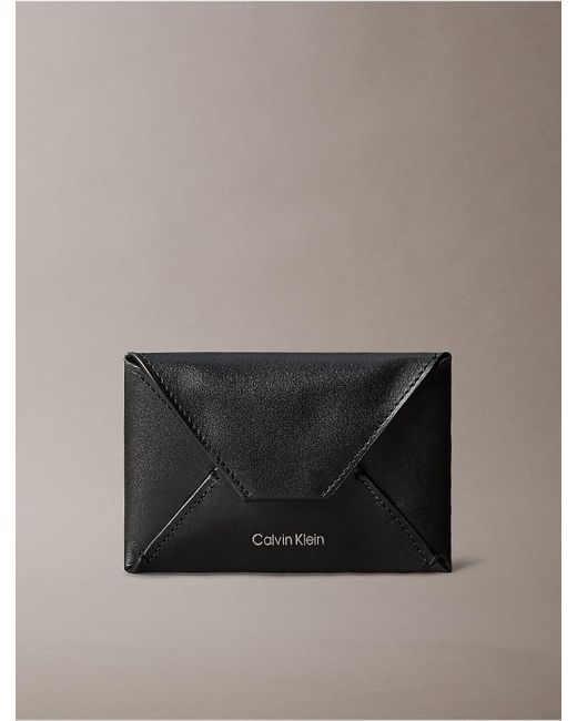 Calvin Klein Gray Leather Envelope Card Case for men