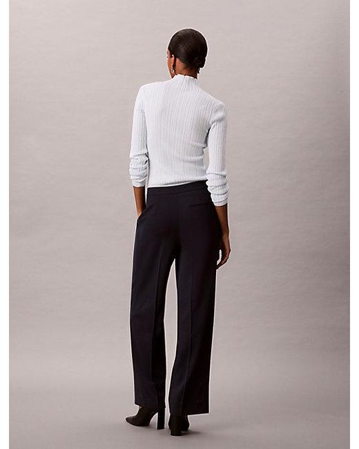Calvin Klein White Soft Crepe Pleated Trousers