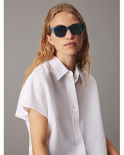 Calvin Klein Blue Rectangle Sunglasses Ck24506S