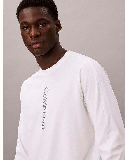 Calvin Klein White Performance Long Sleeve Gym T-Shirt for men