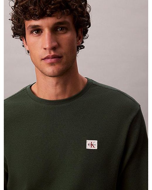 Calvin Klein Wafel-T-Shirt Met Lange Mouwen in het Multicolor voor heren
