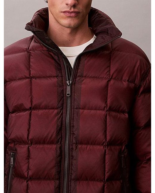 Calvin Klein Multicolor Jeans Ripstop Mock Neck Puffer Jacket for men