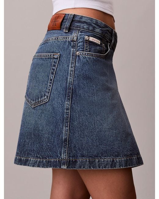 Calvin Klein Blue Denim Mini Wrap Skirt