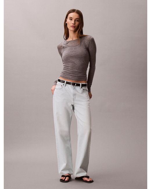 Calvin Klein Brown Wool Blend Double-Layer Top