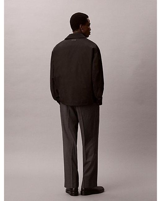 Calvin Klein Brown Straight Wool Blend Pinstripe Belted Trousers for men