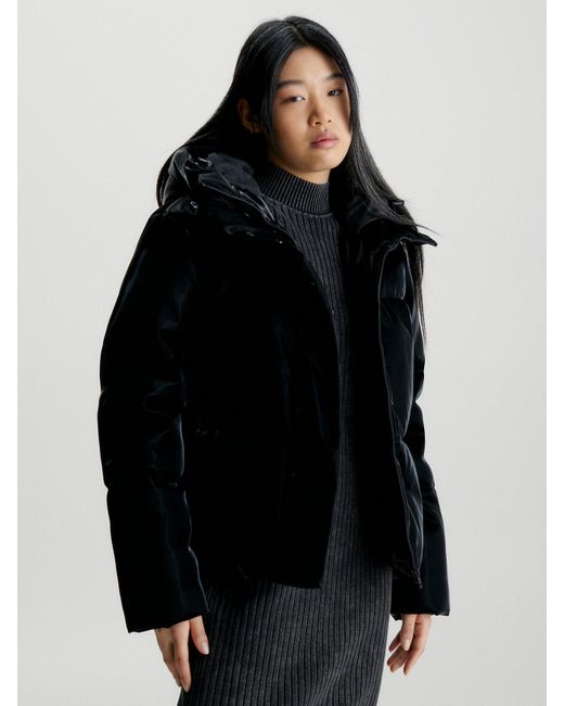 Calvin Klein Black Relaxed Soft Shine Puffer Jacket