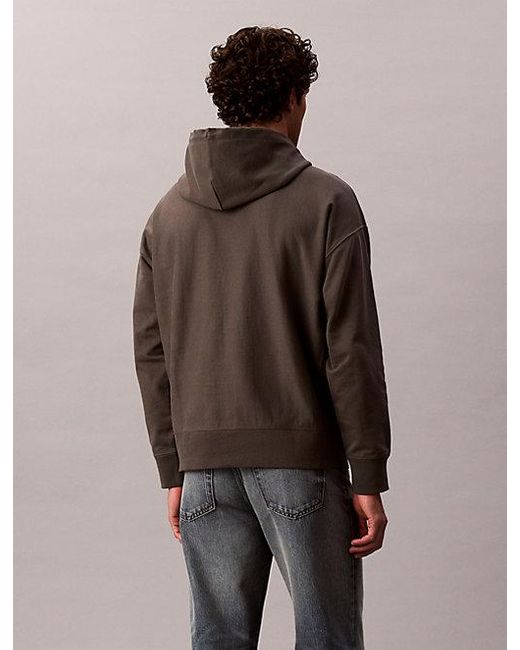 Calvin Klein Brown Jeans Monologo Premium Fleece Hoodie for men