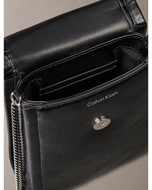 Calvin Klein Black Emblem Logo Crossbody Phone Bag
