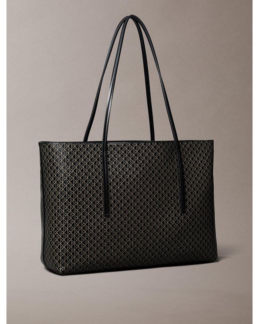 Calvin Klein Black Coated Emblem Logo Tote Bag With Pouch