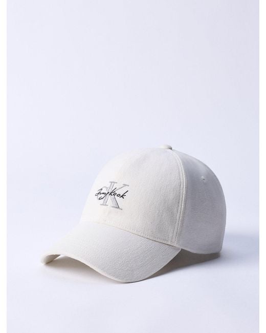 Calvin Klein White Jung Kook For Baseball Cap for men