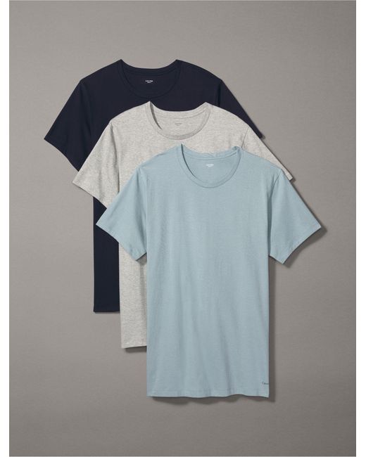 Calvin Klein Blue Cotton Classics 3-pack Crewneck T-shirt for men