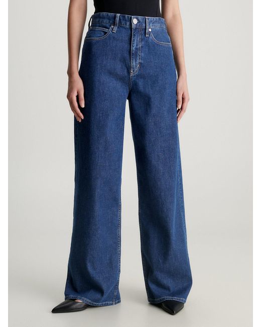 Calvin Klein Blue High Rise Wide Leg Jeans