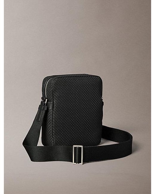 Calvin Klein Black Embossed Woven Reporter Bag for men