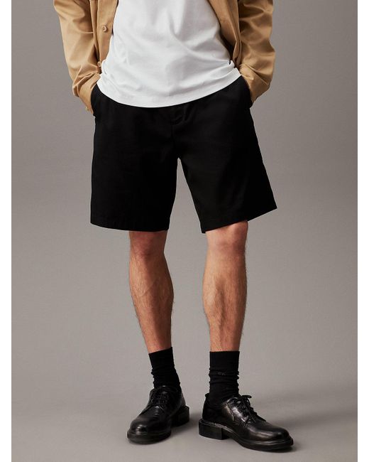 Calvin Klein Black Relaxed Lyocell Blend Shorts for men
