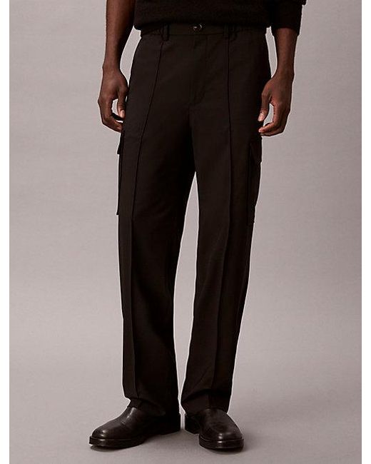 Calvin Klein Brown Straight Bengaline Cargo Pants for men