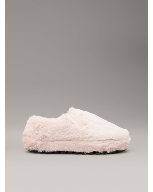 Calvin Klein Pink Faux Fur Slippers