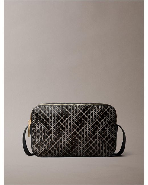Calvin Klein Gray Allover Emblem Logo Camera Bag