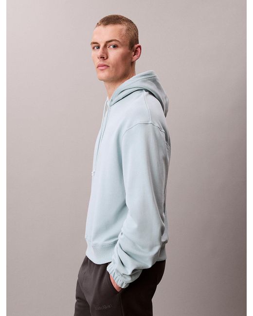Calvin Klein Gray Cotton Terry Blend Lounge Hoodie for men
