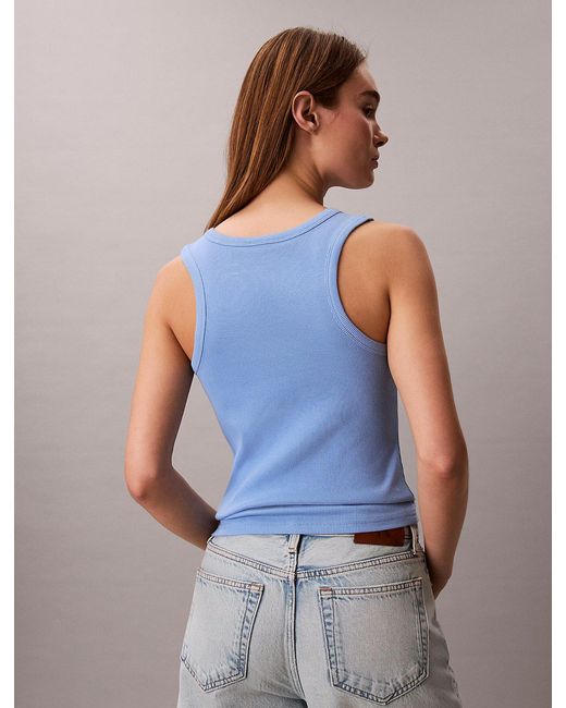 Calvin Klein Blue Ribbed Cotton Tank Top