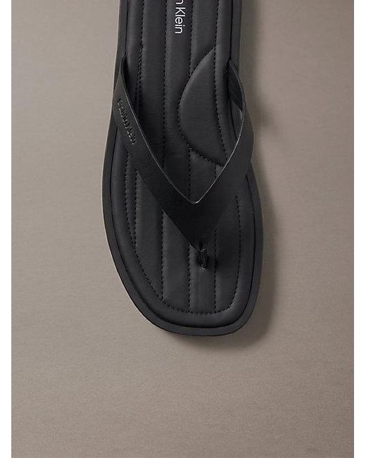 Calvin Klein Brown Alonso Leather Thong Sandals for men