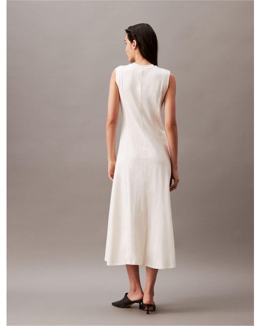 Calvin Klein Natural Cotton Jersey A-line Midi Dress