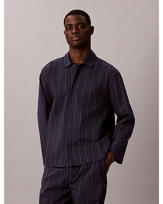 Calvin Klein Blue Pants Pyjama Set Cotton Poplin for men
