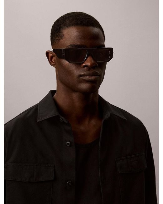 Calvin Klein Black Modified Rectangle Sunglasses Ckj26607S for men