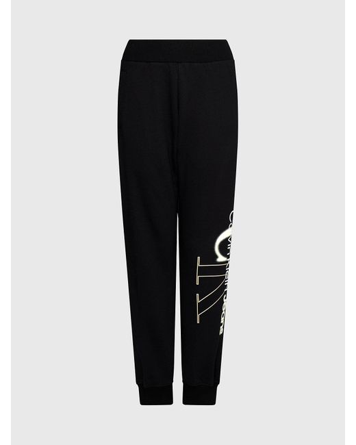 Pantalon de jogging en polaire de coton Calvin Klein en coloris Black