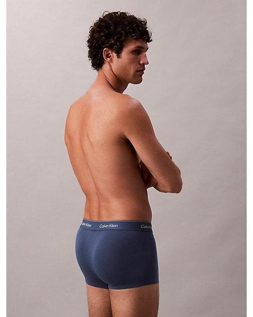 Calvin Klein Blue 3 Pack Low Rise Trunks Icon Cotton Stretch for men