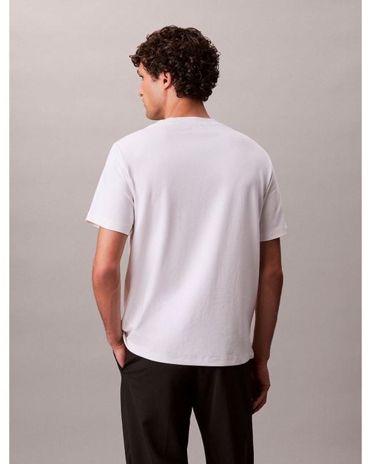 T-Shirt Relaxed En Piqué De Coton Calvin Klein pour homme en coloris White