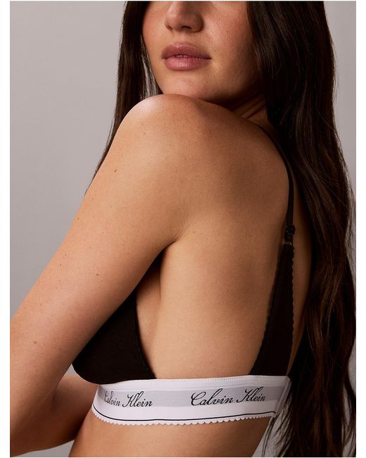 Calvin Klein Black Icon Cotton Modal Script Triangle Bra