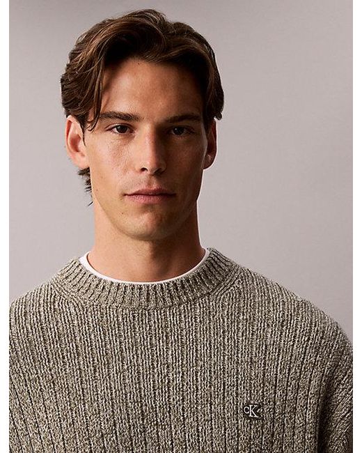 Calvin Klein Gray Jeans Cotton Ribbed Jumper for men