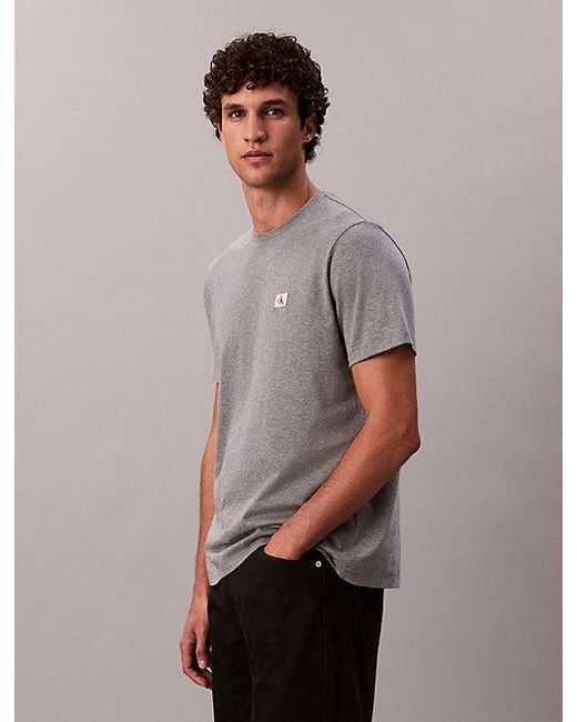 Calvin Klein Gray Jeans Cotton Badge T-Shirt for men