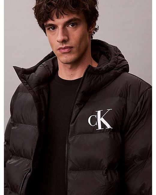 Calvin Klein Brown Jeans Monogram Puffer Jacket for men