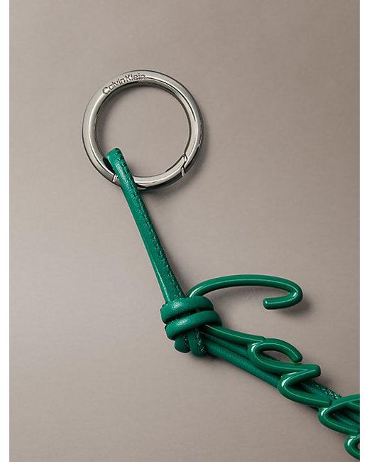 Calvin Klein Green Leather Knotted Tassel Logo Bag Charm