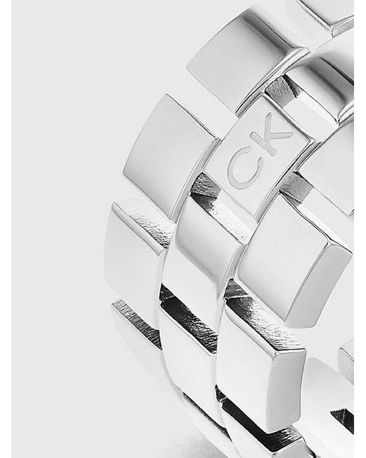 Calvin Klein White Stainless Steel Link Ring
