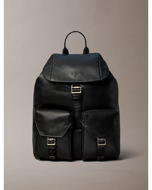 Calvin Klein Black Cargo Top Flap Backpack for men
