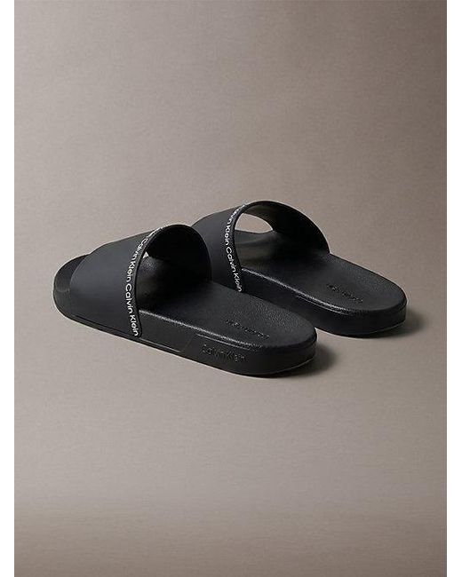 Calvin Klein Gray Contoured Logo Sliders for men
