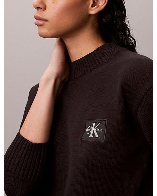 Calvin Klein Black Jeans Cotton Knit Badge Jumper