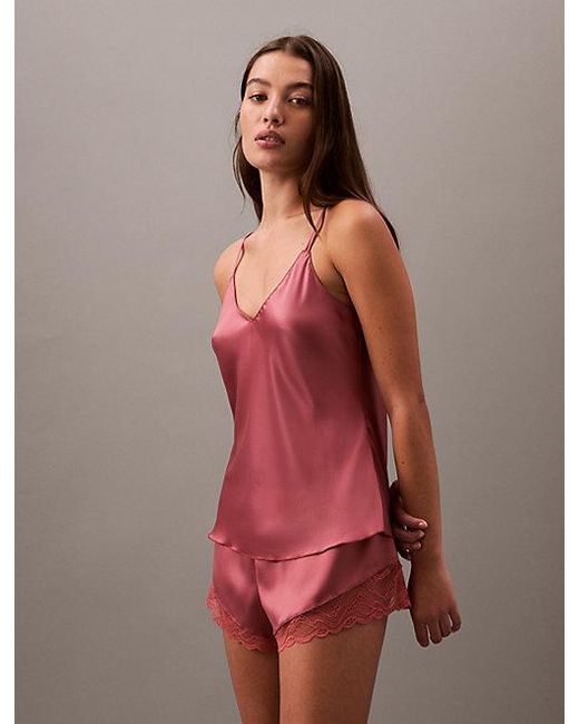 Calvin Klein Satijnen Cami Pyjamatop in het Red