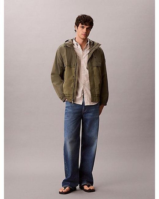 Calvin Klein Nylon Windjack Met Capuchon in het Blue voor heren