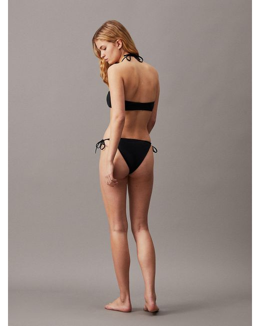 Calvin Klein Black Sheer Panel Tie Side Bikini Bottoms