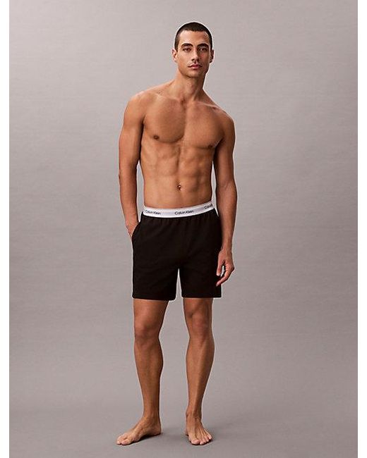 Calvin Klein Black Pyjama Shorts Icon Cotton for men