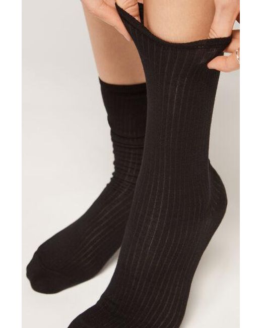Calzedonia Black Ribbed Short Socks