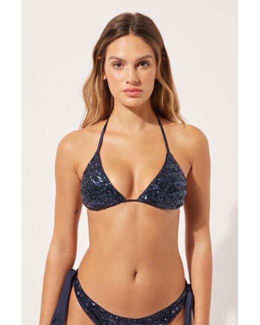 Calzedonia Blue Triangle Bikini Top With Removable Padding Glowing Surface