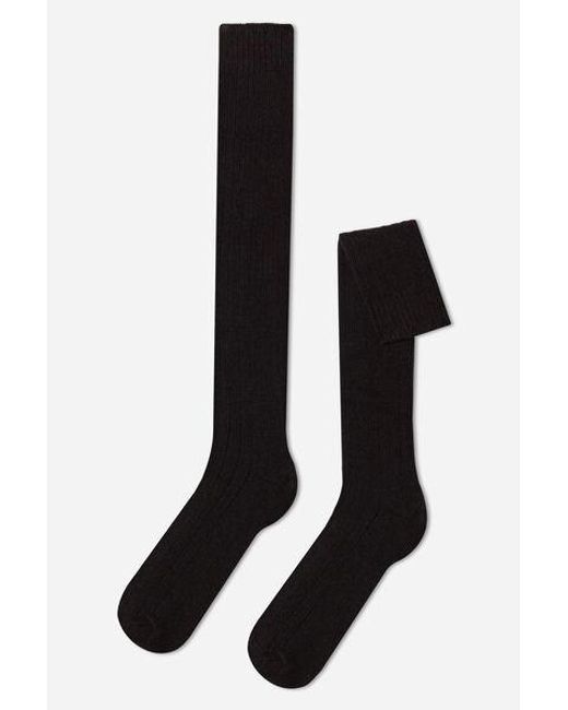 Calzedonia Black ’S Long Ribbed Socks With Wool And Cashmere for men