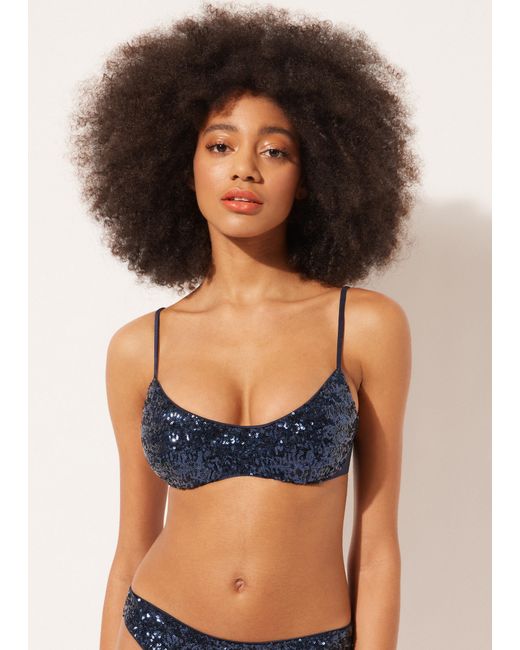 Top canotta con imbottitura estraibile costume glowing surface di Calzedonia in Blu Lyst