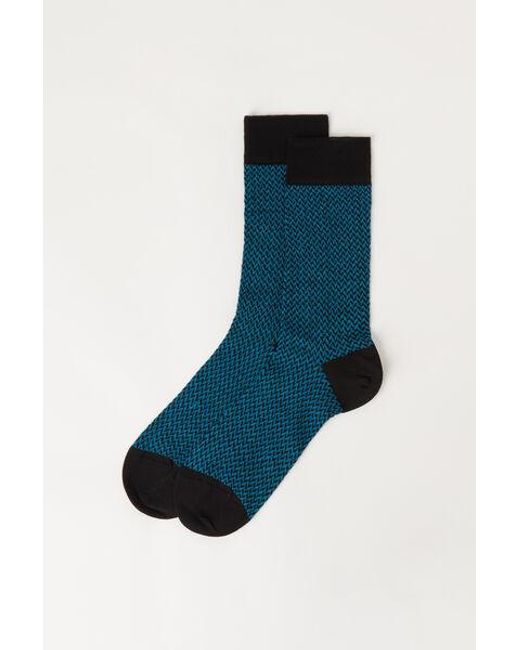 Calzedonia Blue ’S Herringbone Pattern Short Socks for men